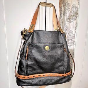 orYANY Navy Leather Tote Bag